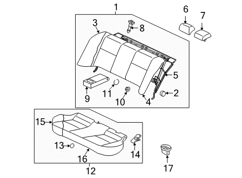 2008 Mitsubishi Lancer Rear Seat Components Diagram 3