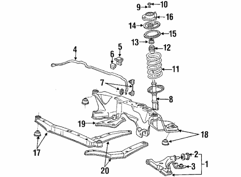 1991 Mitsubishi Eclipse Front Suspension Components Diagram 3