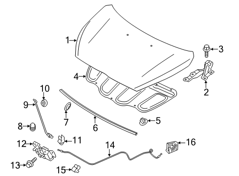 2014 Mitsubishi Mirage Hood & Components