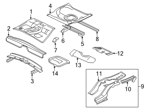 2009 Mitsubishi Lancer Rear Floor & Rails