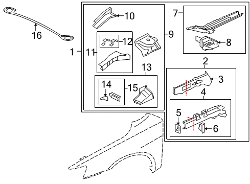 2017 Mitsubishi Lancer Structural Components & Rails