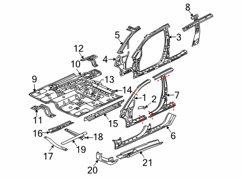 2011 Mitsubishi Endeavor Center Pillar