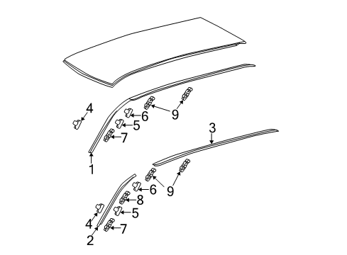 2004 Mitsubishi Lancer Exterior Trim - Roof Diagram 2