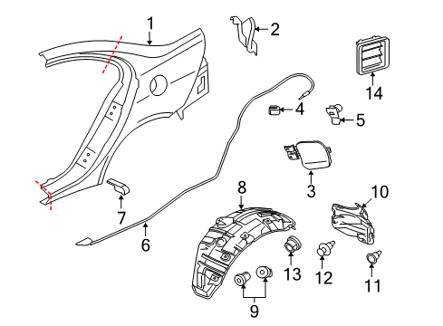 2013 Mitsubishi Lancer Quarter Panel & Components Diagram 3