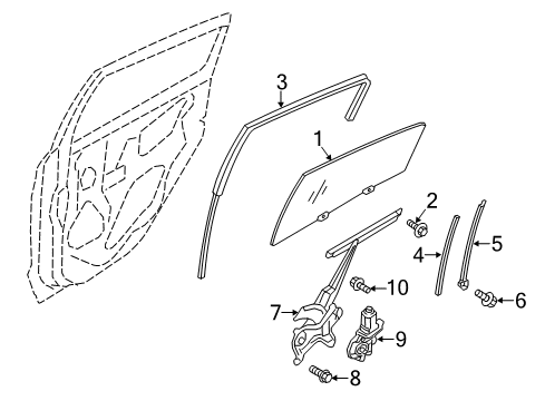 2014 Mitsubishi Mirage Glass - Door