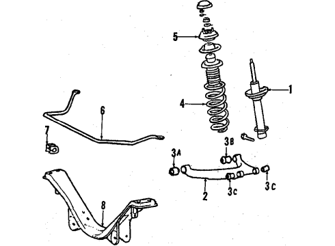 1987 Mitsubishi Starion Stabilizer Bar & Components Diagram 2