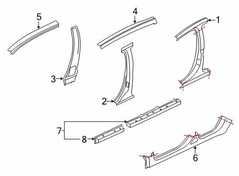 2012 Mitsubishi Outlander Center Pillar & Rocker