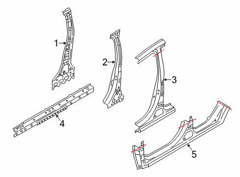 2014 Mitsubishi Mirage Center Pillar & Rocker