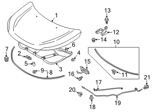 2020 Mitsubishi Outlander Sport Hood & Components
