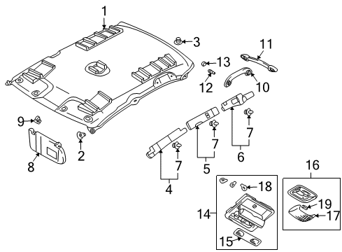 2005 Mitsubishi Lancer Interior Trim - Roof Diagram 3