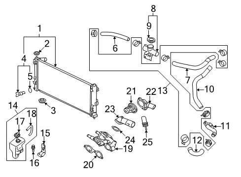 2015 Mitsubishi Lancer Radiator & Components Diagram 3