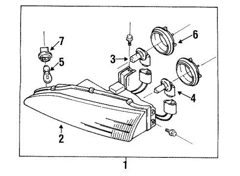 1992 Mitsubishi Eclipse Headlamp Components