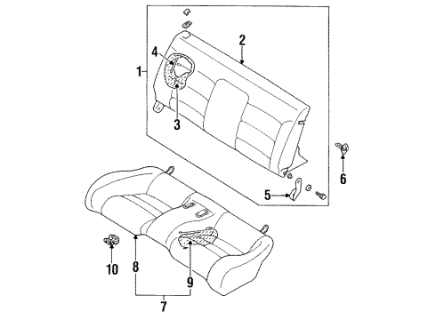 1998 Mitsubishi Eclipse Rear Seat Components Diagram 3