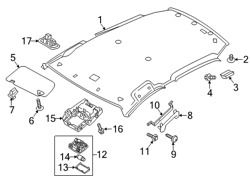 2014 Mitsubishi Mirage Interior Trim - Roof