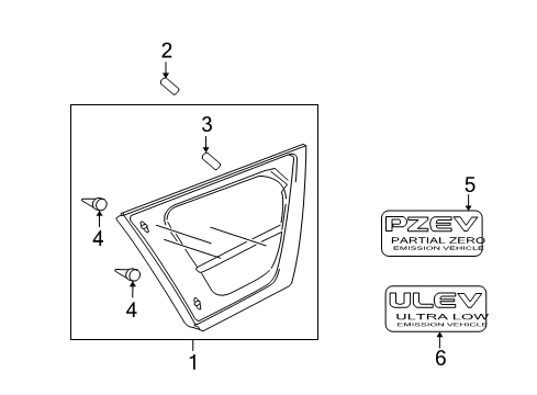 2012 Mitsubishi Outlander Glass & Hardware - Quarter Panel