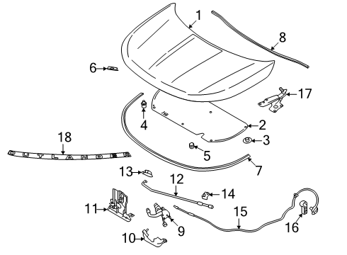 2025 Mitsubishi Outlander Hood Diagram for 65100W170P