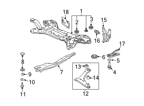 2005 Mitsubishi Endeavor Lower Control Arm, Driver Side Diagram for MR589421