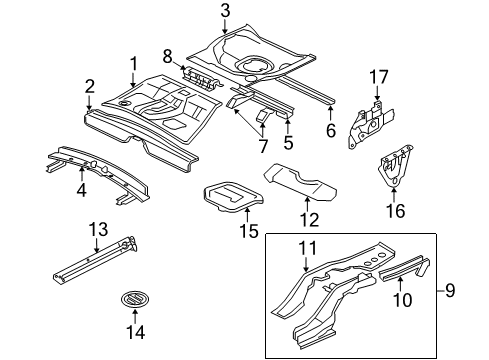 2010 Mitsubishi Lancer Center Floor Pan Diagram for 5251B059