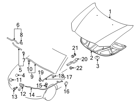 2012 Mitsubishi Outlander Hood & Components