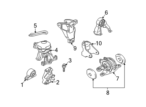 2009 Mitsubishi Eclipse Engine & Trans Mounting Diagram 2
