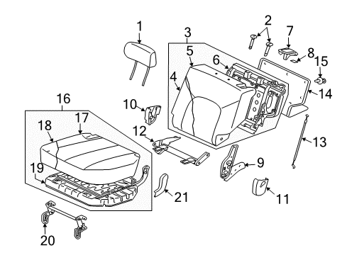 2005 Mitsubishi Endeavor Rear Seat Components