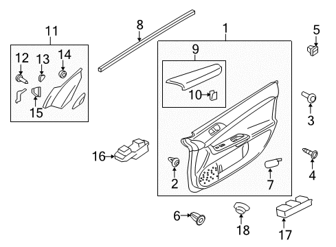 2015 Mitsubishi Lancer Window Switch, Driver Side Diagram for 8608A068