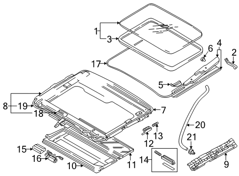1998 Mitsubishi Montero Sport Glass Panel Diagram for MB926278