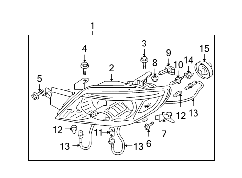 2005 Mitsubishi Outlander Headlamp Components