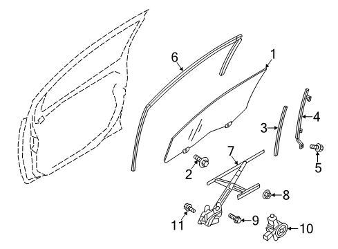 2022 Mitsubishi Mirage G4 Run Channel, Driver Side Diagram for 5705A277