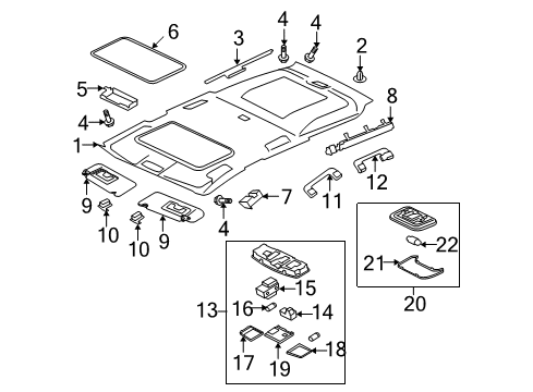 2007 Mitsubishi Outlander Dome Lamp Assembly Diagram for MR654340