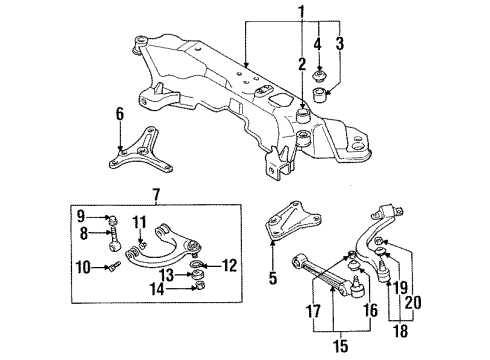 1997 Mitsubishi Eclipse Upper Control Arm Nut Diagram for MB288654