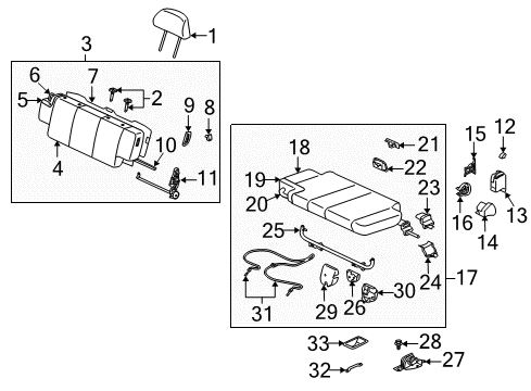 2001 Mitsubishi Montero Rear Seat Components