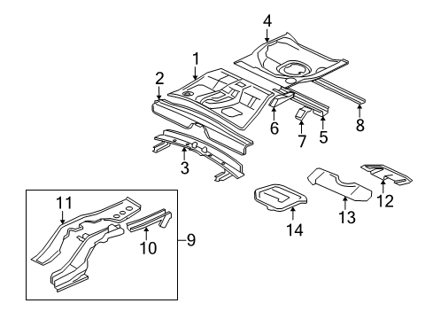 2017 Mitsubishi Lancer Rear Floor & Rails