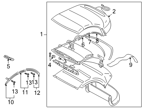 2010 Mitsubishi Eclipse Top Cover & Components Diagram