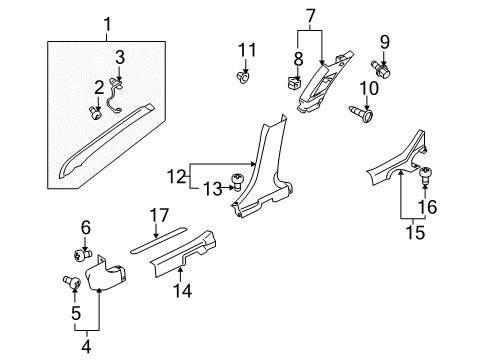 2008 Mitsubishi Lancer Interior Trim - Pillars Diagram 2