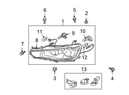2017 Mitsubishi Lancer Headlamp Components