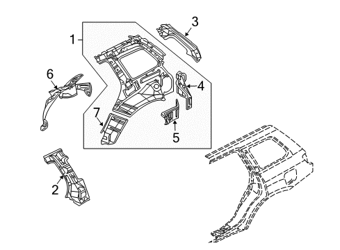 2005 Mitsubishi Outlander Inner Structure - Quarter Panel