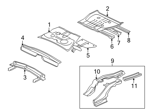 2011 Mitsubishi Outlander Rear Floor Pan Diagram for 5251A865