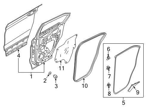 2025 Mitsubishi Eclipse Cross Door Weatherstrip, Passenger Side Diagram for 5755A410
