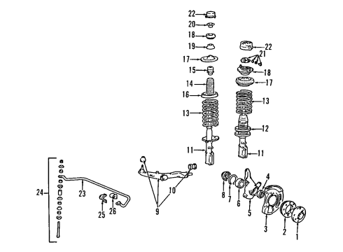 1989 Mitsubishi Sigma Front Suspension Components Diagram 2