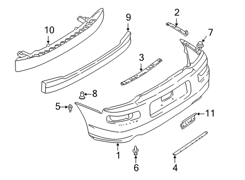 2002 Mitsubishi Eclipse License Bracket Diagram for MR348021