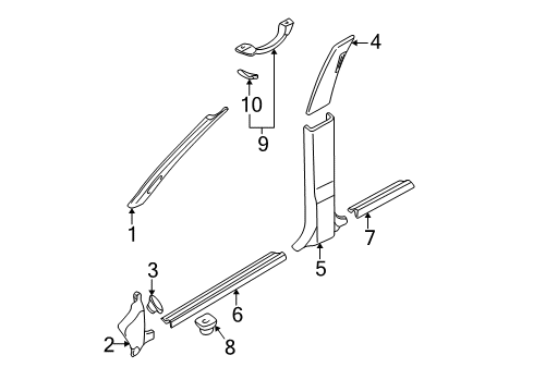 2004 Mitsubishi Montero Sport Interior Trim - Pillars