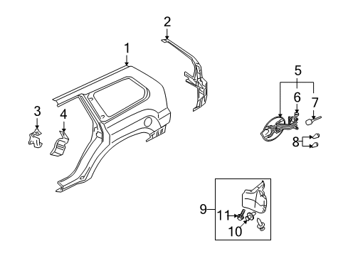2011 Mitsubishi Endeavor Quarter Panel & Components