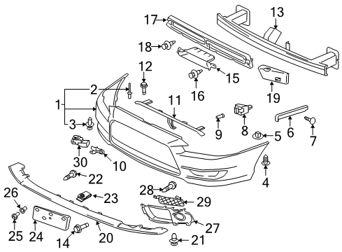 2013 Mitsubishi Lancer Bumper Cover Diagram for 6400C308
