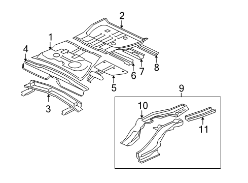 2009 Mitsubishi Outlander Rear Floor & Rails Diagram 2