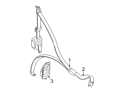 2003 Mitsubishi Montero Lap & Shoulder Belt, Passenger Side Gray Diagram for 7000B424
