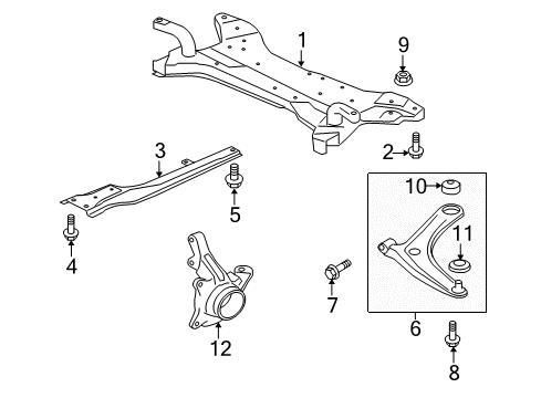 2010 Mitsubishi Lancer Front Suspension Components Diagram 4