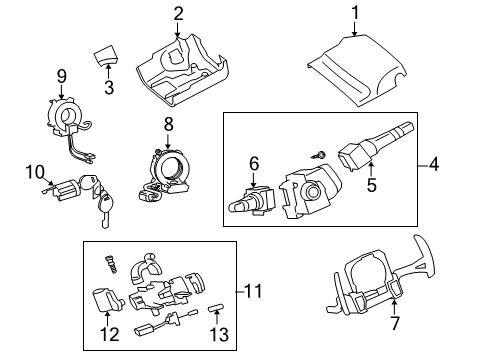 2008 Mitsubishi Lancer Shroud, Switches & Levers Diagram 2