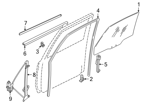 2001 Mitsubishi Montero Window Regulator, Driver Side Diagram for MN117057