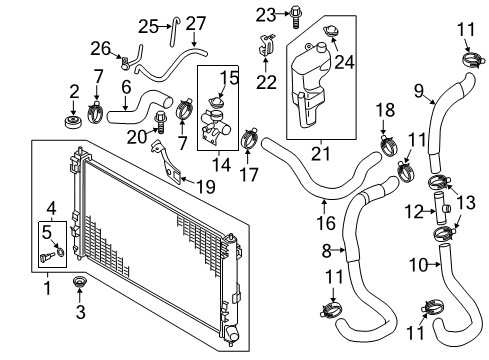 2012 Mitsubishi Outlander Sport Radiator Diagram for MZ690913